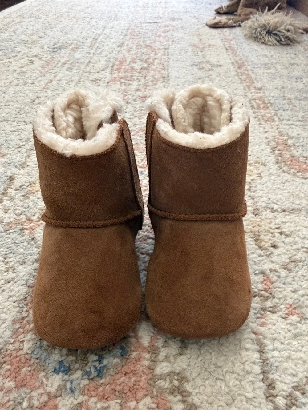UGG Chestnut Suede Baby Boots with Back Bow Detail